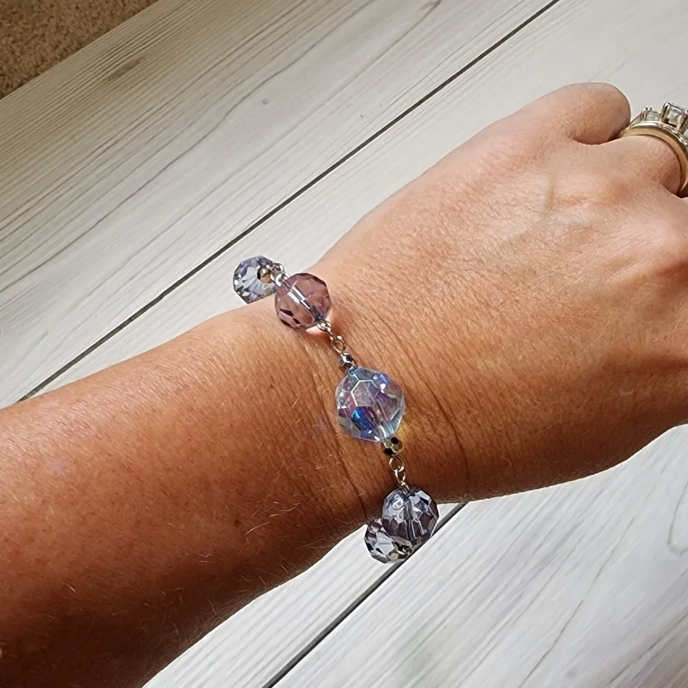 Cookie Lee Elegant Silver and Blue Bead Bracelet #25574 NWT - Picture 8 of 12